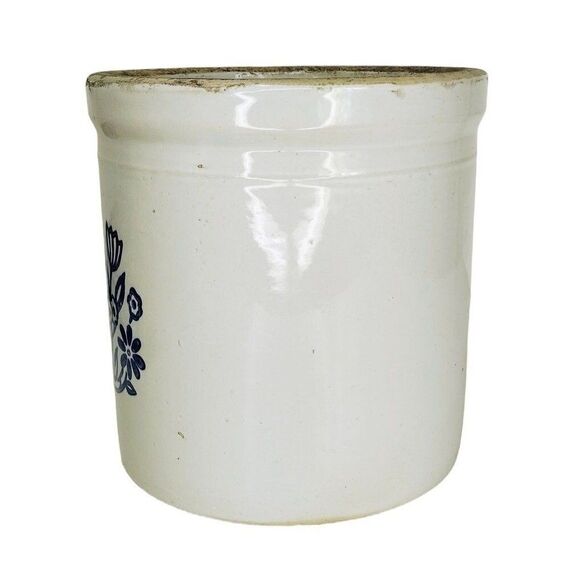 Antique Vintage Country Glazed Stoneware Crock Hand Painted Flowers Gallon Size - Picture 5 of 8